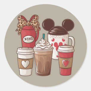 Valentinstag Lustiger Latte Kaffee Liebhaber Runder Aufkleber