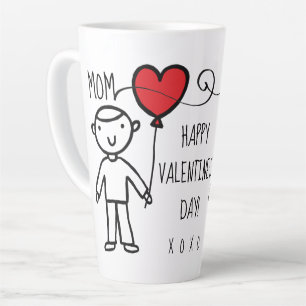 Valentinstag Mama Rotes Herz Cartoon XOXO Boy Milchtasse
