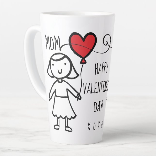 Valentinstag Mama Rotes Herz Cartoon XOXO Milchtasse (Linke Ecke)