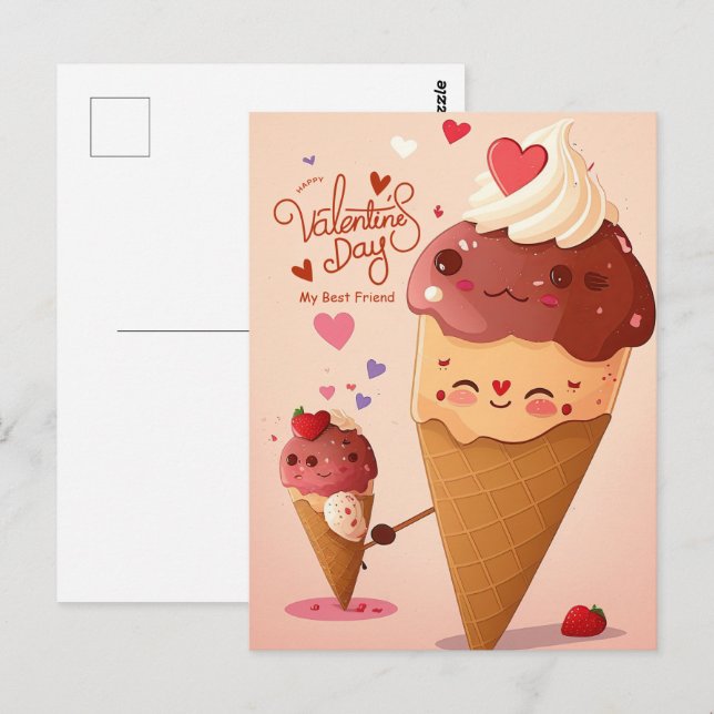 Valentinstag, mein Freund Postkarte (Vorne/Hinten)