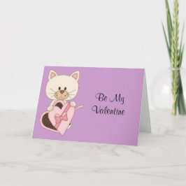 Valentinstag-Miezekatze mit Schokoladen Feiertagskarte
