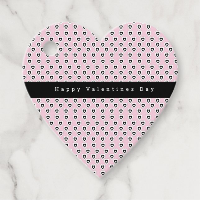 Valentinstag Mini Hörmuster Schwarz Geschenkanhänger (Vorderseite)