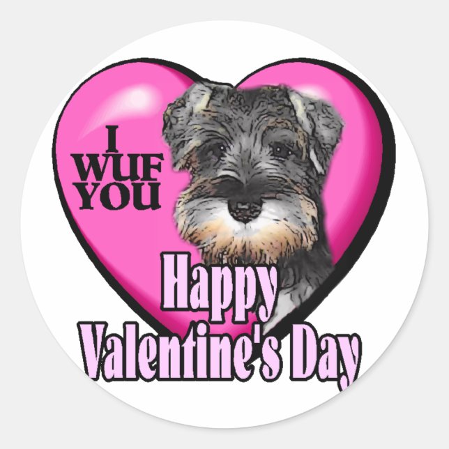 Valentinstag Miniatur Schnauzer Runder Aufkleber (Vorderseite)