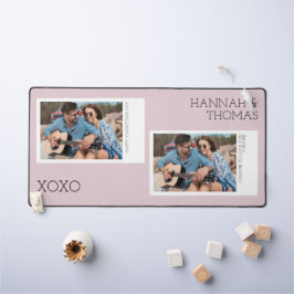 Valentinstag Minimal zwei Foto Collage Desk Mat Schreibtischunterlage