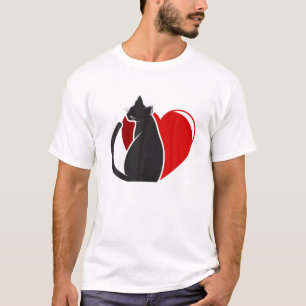 Valentinstag mit einer schwarzen Katze auf der Vor T-Shirt