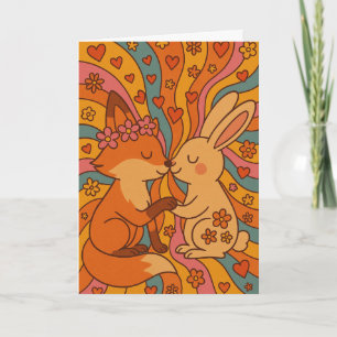Valentinstag mit Fuchs und Kaninchen individuell g Karte