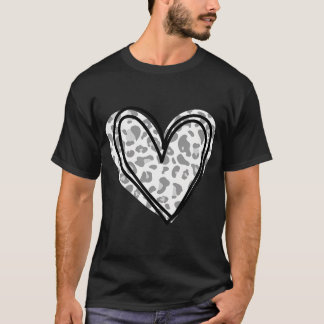 Valentinstag mit grauem und weißem Leopard T-Shirt