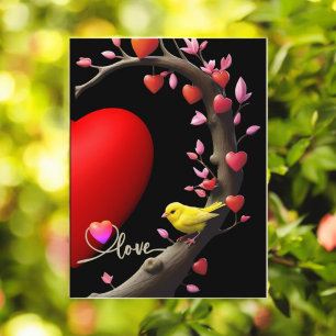 Valentinstag mit Kanarienvogel Feiertagspostkarte
