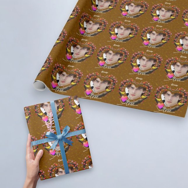 Valentinstag mit Kanarienvogel Geschenkpapier (Von Creator hochgeladen)