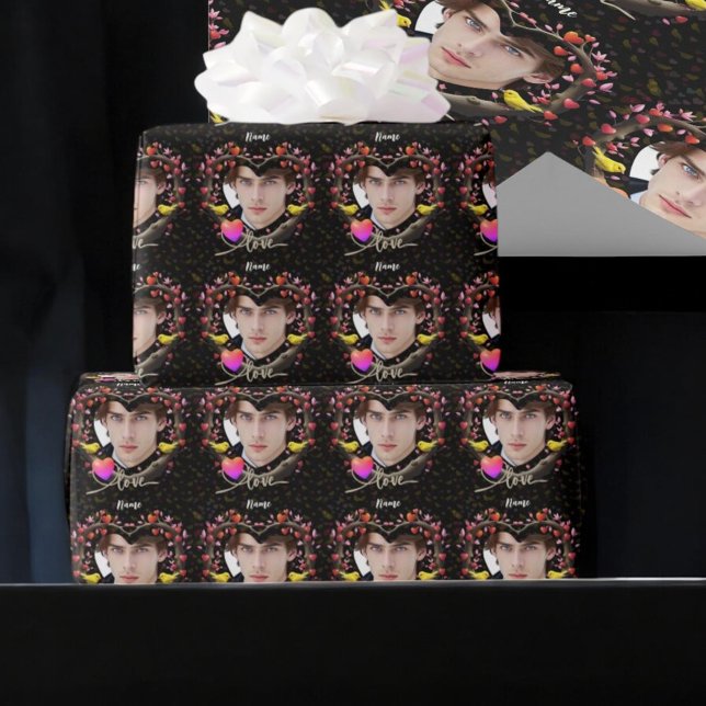 Valentinstag mit Kanarienvogel Geschenkpapier (Von Creator hochgeladen)