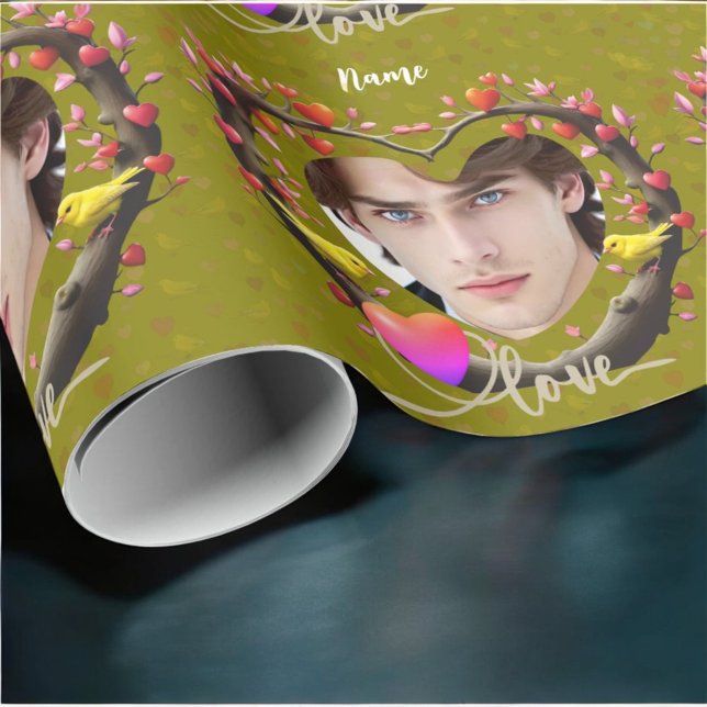 Valentinstag mit Kanarienvogel Geschenkpapier (Von Creator hochgeladen)