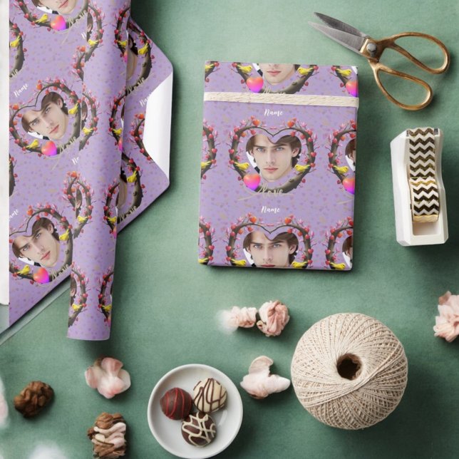 Valentinstag mit Kanarienvogel Geschenkpapier (Von Creator hochgeladen)