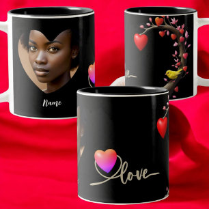 Valentinstag mit Kanarienvogel Zweifarbige Tasse