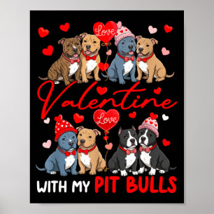 Valentinstag mit meinen Pit Bull Couple Hunde Kost Poster