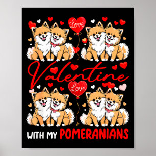 Valentinstag mit meinen Pomeranians Paarhunde Kost Poster