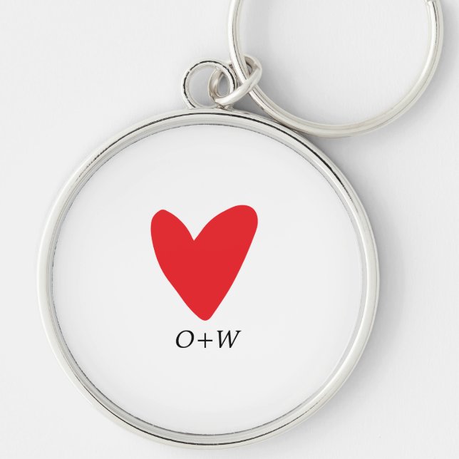 Valentinstag mit Monogramm rotes Herz Schlüsselanhänger (Vorne)