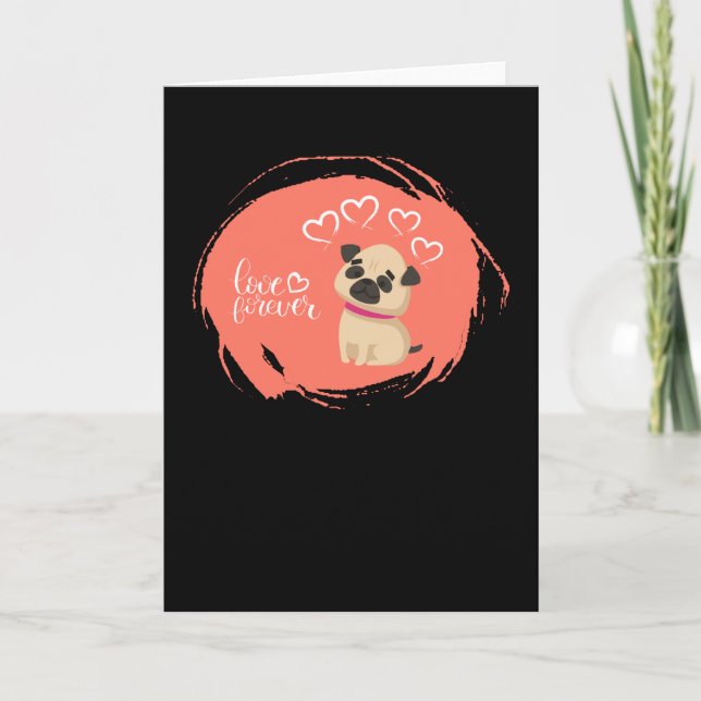 Valentinstag mit Niedlichem Mops Hund Karte (Vorderseite)