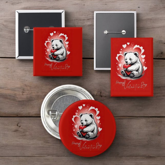 Valentinstag mit reichem Teddybär Button (Von Creator hochgeladen)