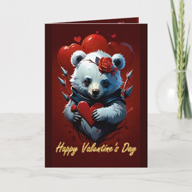 Valentinstag mit reichem Teddybär Feiertagskarte (Vorderseite)
