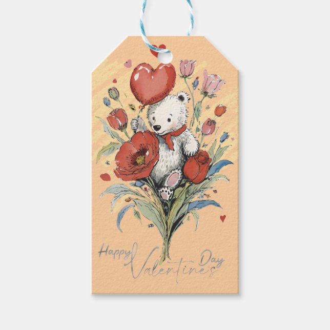 Valentinstag mit reichem Teddybär Geschenkanhänger (Vorderseite)