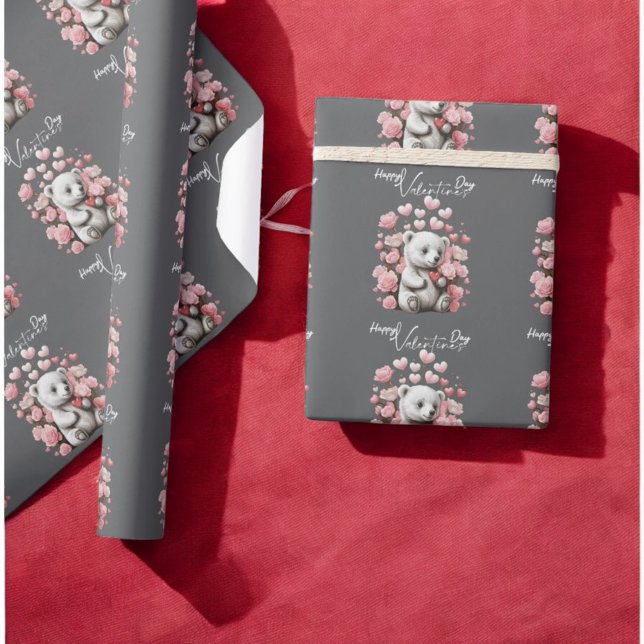 Valentinstag mit reichem Teddybär Geschenkpapier (Von Creator hochgeladen)