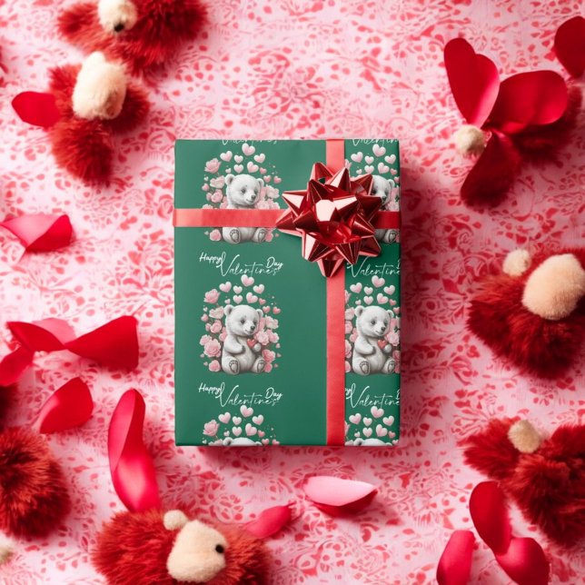 Valentinstag mit reichem Teddybär Geschenkpapier (Von Creator hochgeladen)
