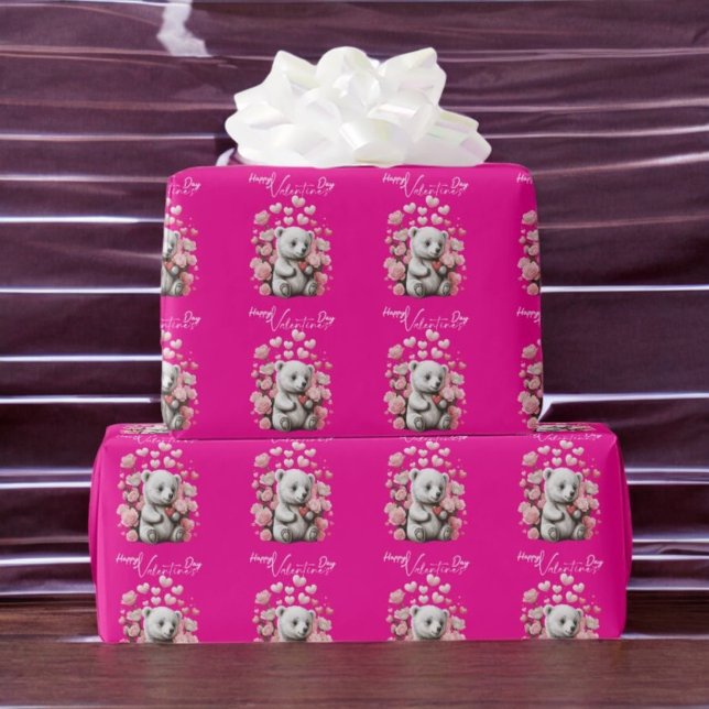 Valentinstag mit reichem Teddybär Geschenkpapier (Von Creator hochgeladen)