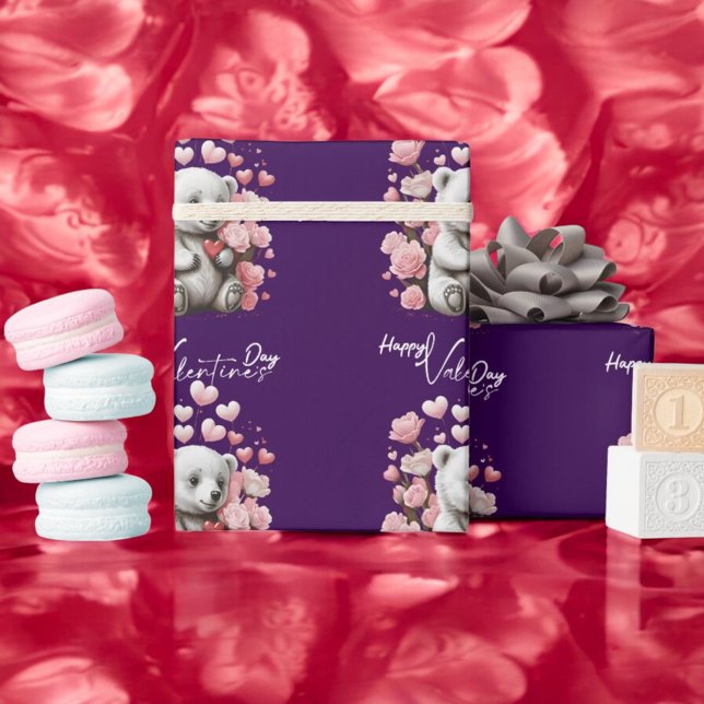 Valentinstag mit reichem Teddybär Geschenkpapier (Von Creator hochgeladen)