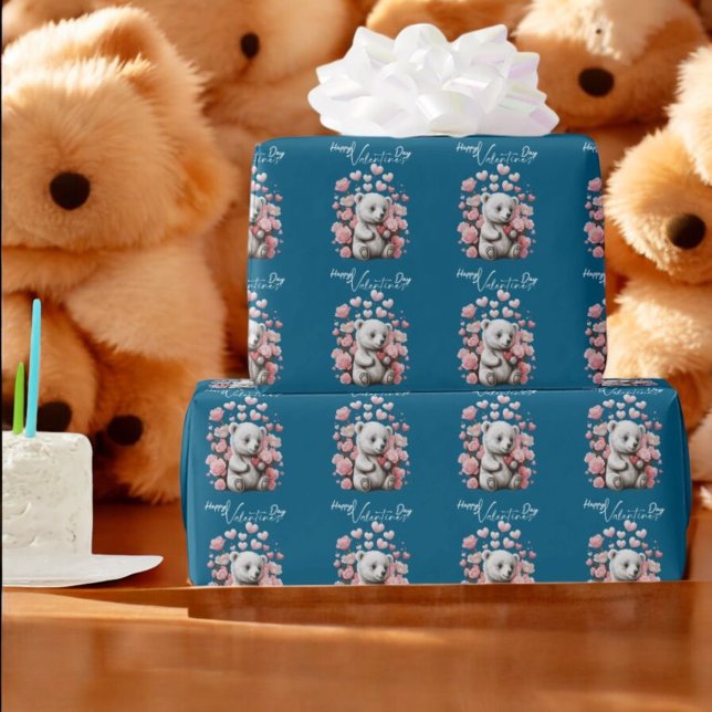 Valentinstag mit reichem Teddybär Geschenkpapier (Von Creator hochgeladen)
