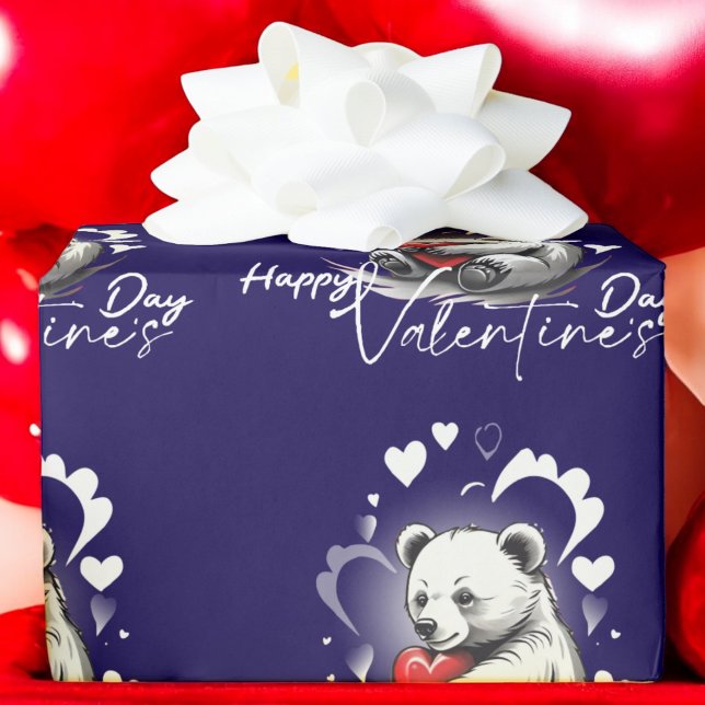 Valentinstag mit reichem Teddybär Geschenkpapier (Von Creator hochgeladen)