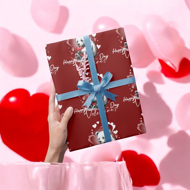 Valentinstag mit reichem Teddybär Geschenkpapier (Von Creator hochgeladen)