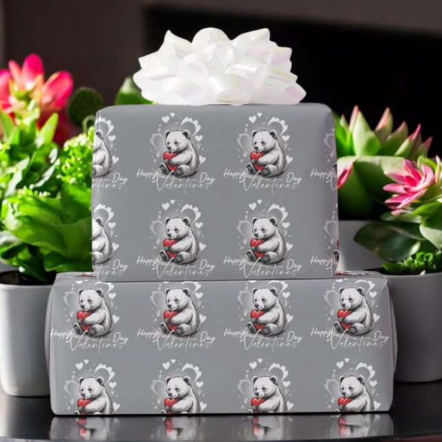 Valentinstag mit reichem Teddybär Geschenkpapier (Von Creator hochgeladen)