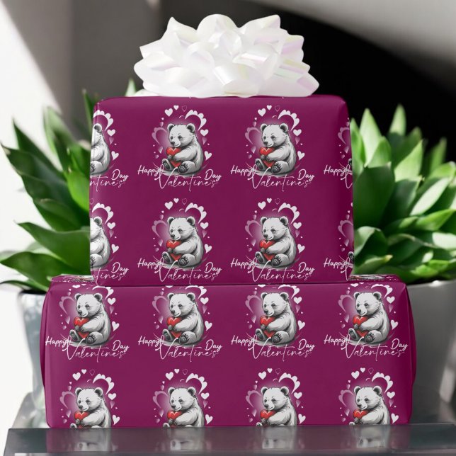Valentinstag mit reichem Teddybär Geschenkpapier (Von Creator hochgeladen)