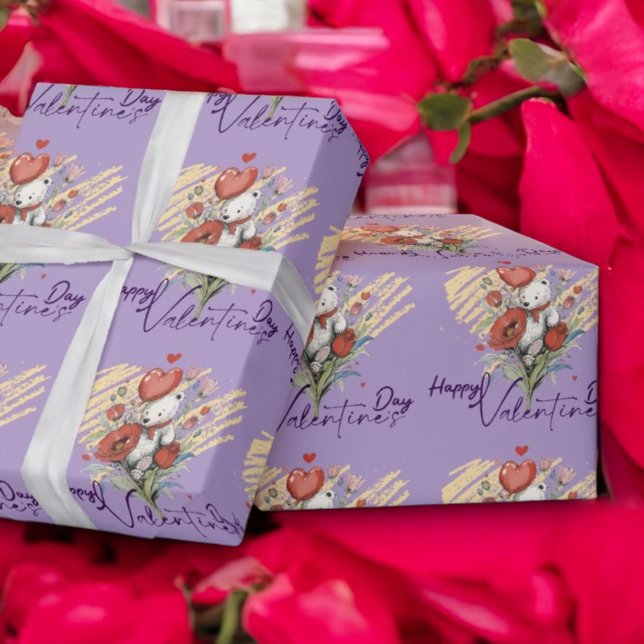Valentinstag mit reichem Teddybär Geschenkpapier (Von Creator hochgeladen)