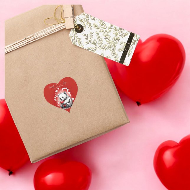 Valentinstag mit reichem Teddybär Herz-Aufkleber (Von Creator hochgeladen)