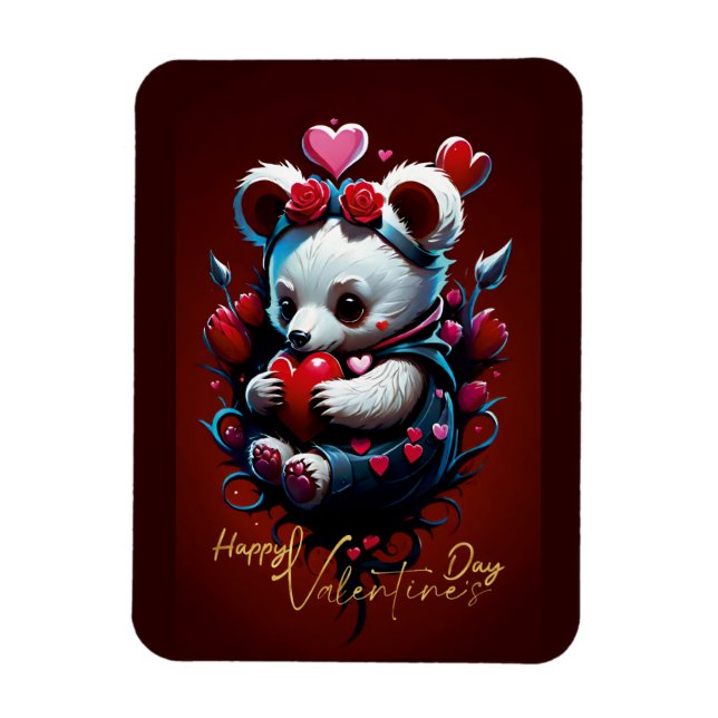 Valentinstag mit reichem Teddybär Magnet (Vertikal)