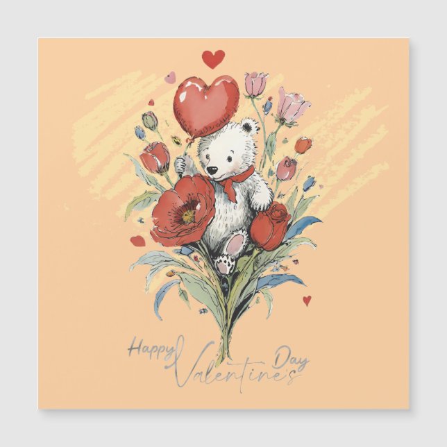 Valentinstag mit reichem Teddybär Magnetkarte (Vorderseite)