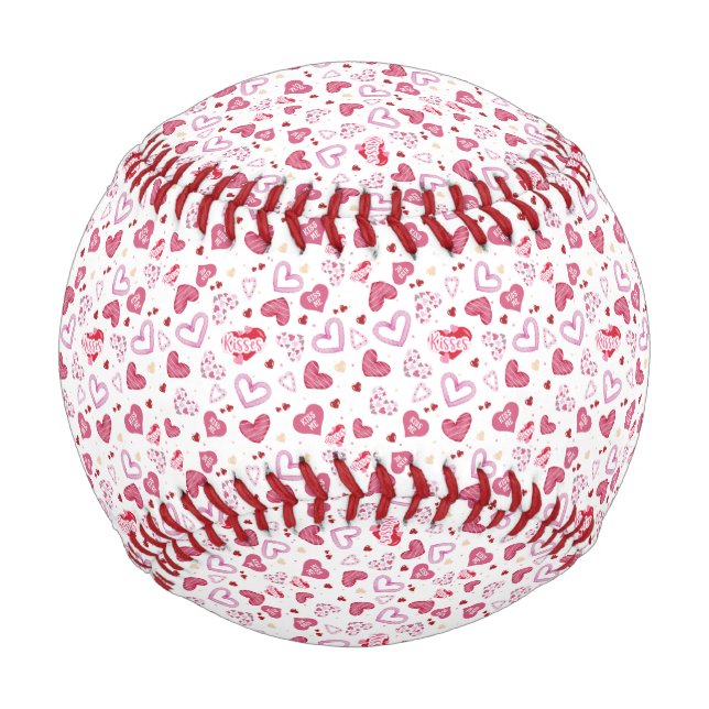 Valentinstag mit rosa Herzchen Baseball (Vorderseite)