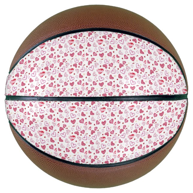Valentinstag mit rosa Herzchen Basketball (Vorderseite)