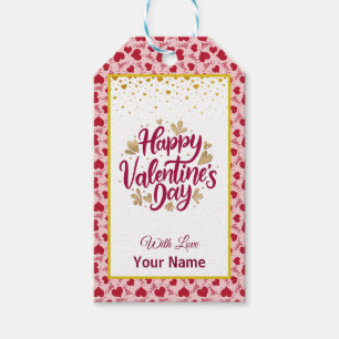 Valentinstag mit rotem Anfangsbuchstaben und golde Geschenkanhänger