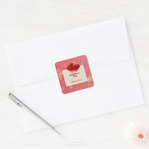 Valentinstag mit roten Herzen - romantische Liebe  Quadratischer Aufkleber