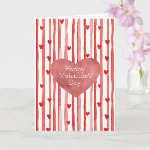 Valentinstag mit roten Streifen und Herz Karte