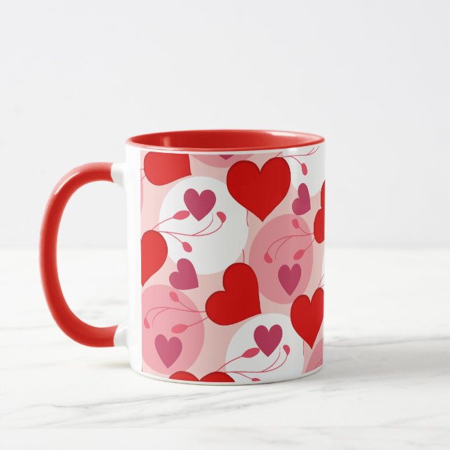 Valentinstag mit roten und rosa Herzmustern Tasse (Links)