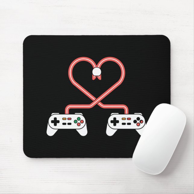 Valentinstag mit Videospielern mit Herzreglern Mousepad (Mit Mouse)