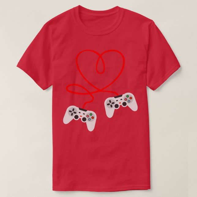 Valentinstag mit Videospielern mit Herzreglern T-Shirt (Design vorne)
