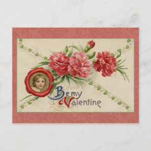 Valentinstag mit Vintage-Blumen Feiertagspostkarte