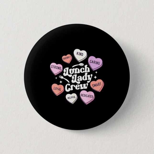 Valentinstag Mittagessen Lady Groovy Cafeteria Squ Button (Vorderseite)