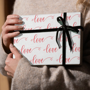 Valentinstag Modern Love Herz Schrift Muster Geschenkpapier