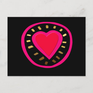 Valentinstag Moderne rosa Herz Schwarze Postkarte