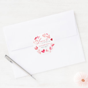Valentinstag Moderne Whimsical Herzen Brautparty Runder Aufkleber